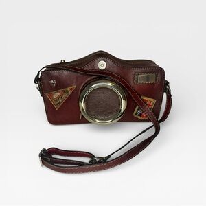 Pratesi Firenze Bruce Italian Leather Camera Bag Crossbody Burgundy